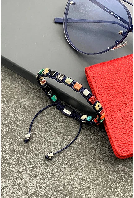 Multicolor Natural Stone Bracelet – Artisan Thread Edition