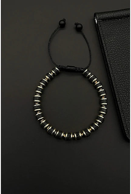 Lava Stone Men’s Bracelet – Gold Edition