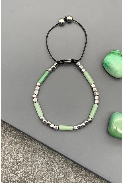 Jade Stone Macrame Bracelet – Verdant Calm Edition